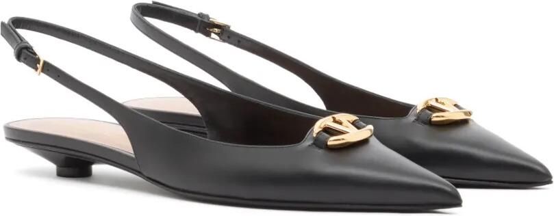 Valentino Garavani VLogo The Bold Edition kalfsleren slingback ballerina's 20mm Zwart - Foto 3