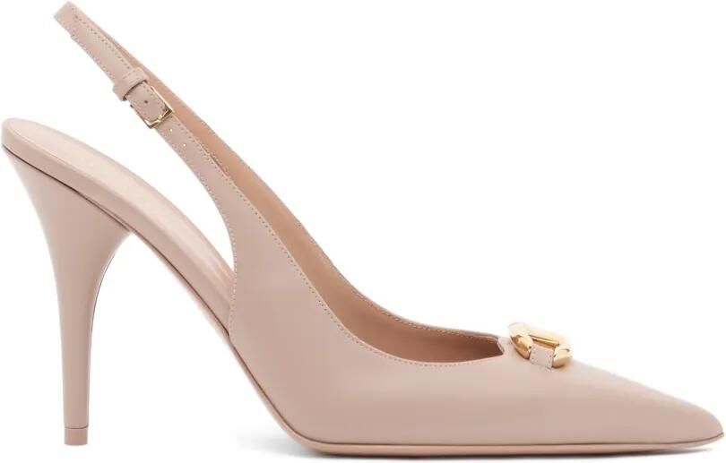 Valentino Garavani Vlogo The Bold Edition kalfsleren slingback pumps 100 mm Beige