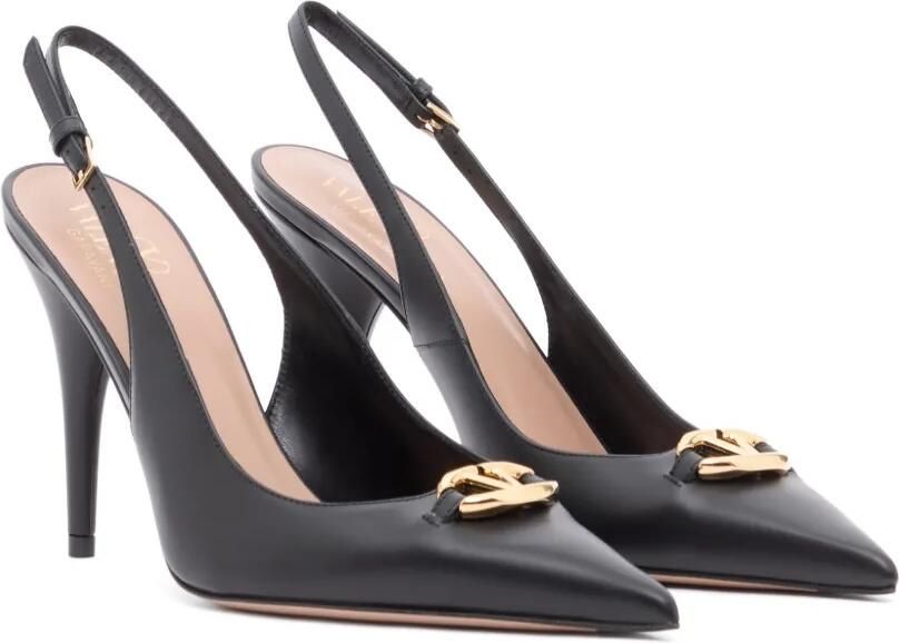 Valentino Garavani Vlogo The Bold Edition kalfsleren slingback pumps 100 mm Zwart - Foto 4