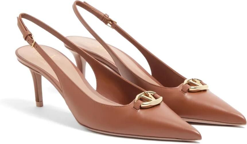 Valentino Garavani VLogo The Bold Edition kalfsleren slingback pumps 60 mm Bruin - Foto 3