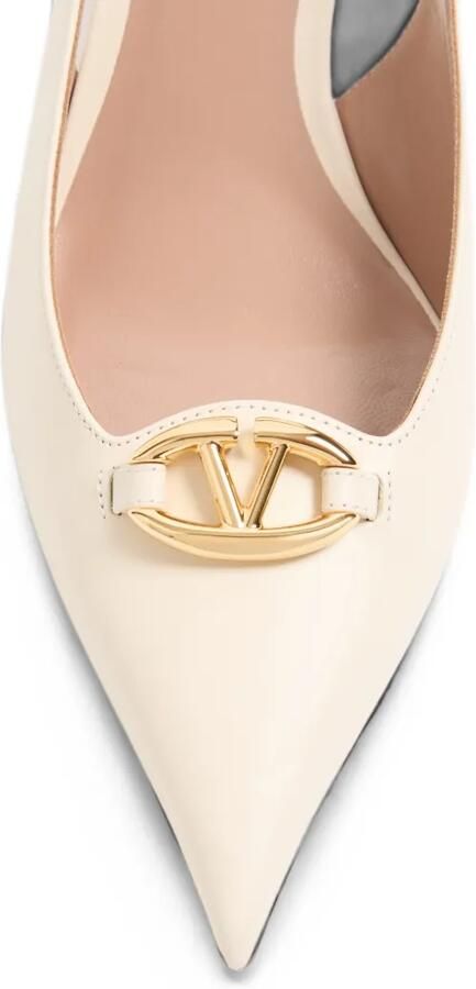 Valentino Garavani VLogo The Bold Edition leren slingback pumps Beige - Foto 3