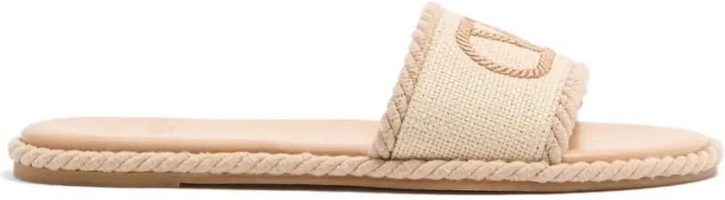 Valentino Garavani VLogo Torchon sandalen van linnen canvas Beige