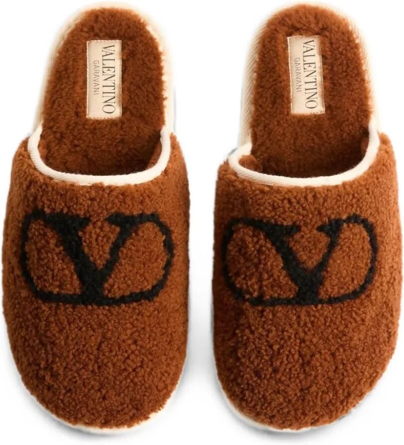 Valentino Garavani VLogo wollen slippers Bruin - Foto 2