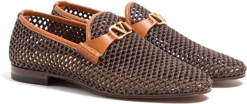 Valentino Garavani Wolfe loafers van geweven raffia Bruin - Foto 5