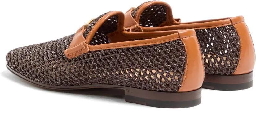 Valentino Garavani Wolfe loafers van geweven raffia Bruin - Foto 4