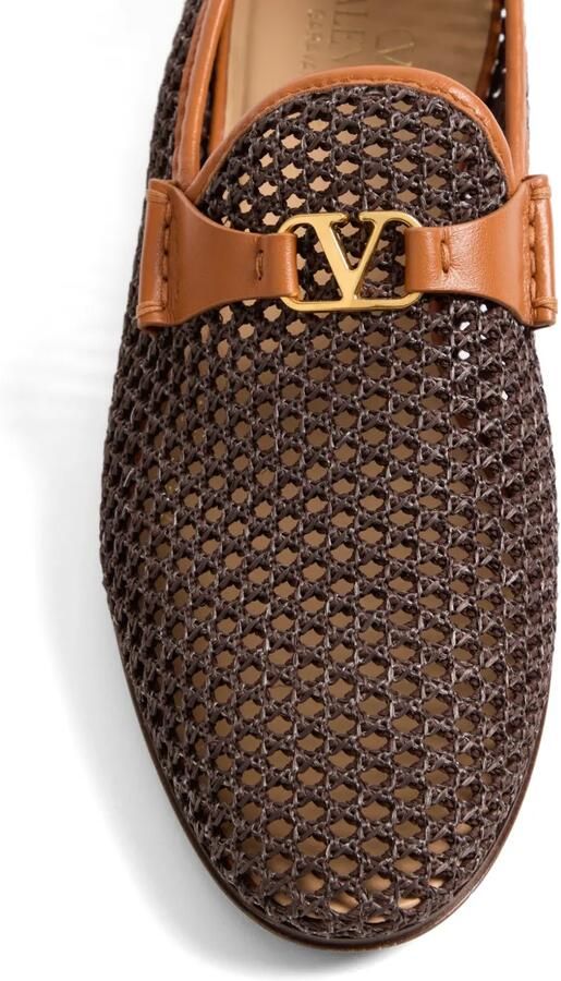 Valentino Garavani Wolfe loafers van geweven raffia Bruin - Foto 3