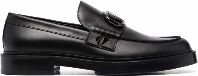 Valentino Garavani Leren loafers Zwart