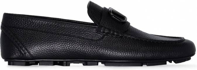 Valentino Garavani Leren loafers Zwart