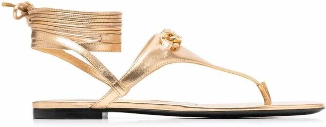 Valentino Garavani VLogo leren sandalen Goud