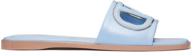 Valentino Garavani Vlogo leren slippers met uitgesneden details Blauw