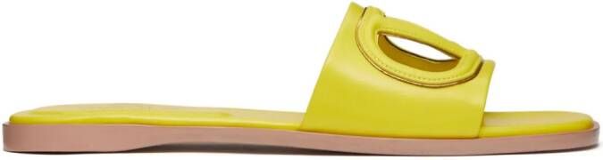 Valentino Garavani Vlogo leren slippers met uitgesneden details Geel