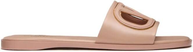 Valentino Garavani VLogo leren slippers Roze