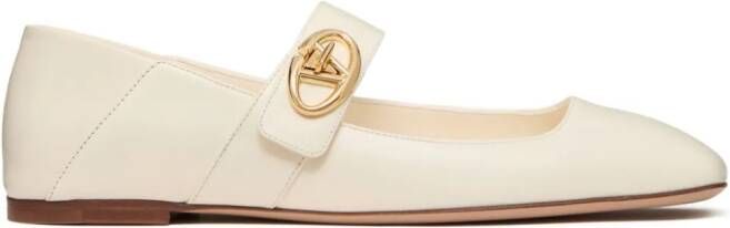 Valentino Garavani VLogo Locker Mary-Jane ballerina's Beige