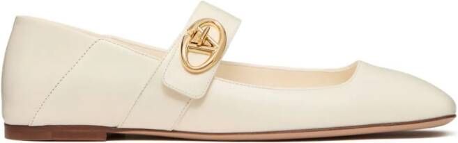 Valentino Garavani VLogo Locker ballerina shoes Beige