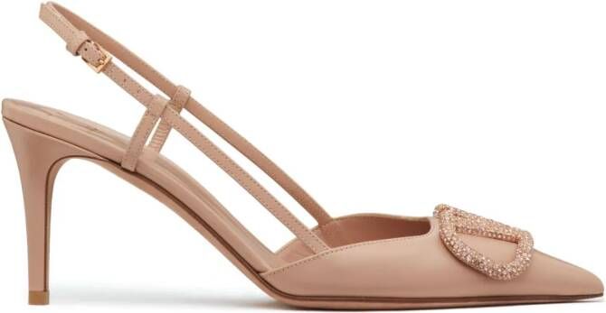 Valentino Garavani 80mm VLogo Signature slingback pumps Beige