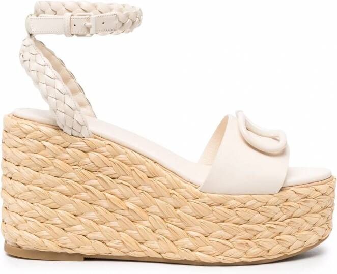Valentino Garavani VLogo sandalen met sleehak Beige