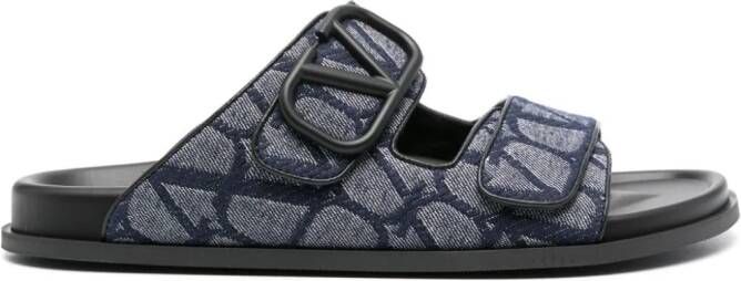 Valentino Garavani VLogo Signature denim sandalen Blauw