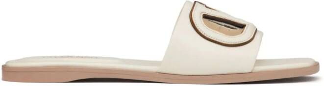 Valentino Garavani VLogo Signature platte leren sandalen Wit