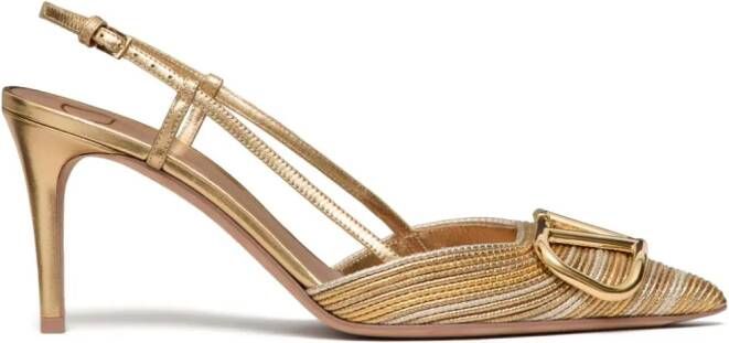 Valentino Garavani 80mm VLogo Signature slingback pumps Goud