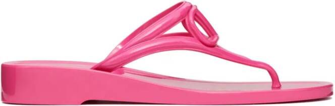 Valentino Garavani VLogo Signature teenslippers met sleehak Roze