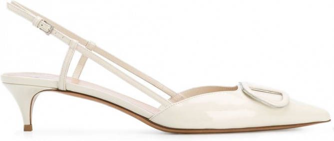 Valentino Garavani 40 mm VLOGO slingback pumps Wit