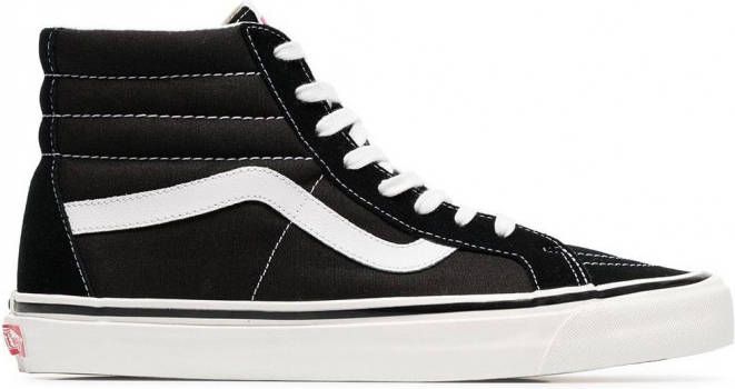 Vans black and white SK8-Hi 38 DX suede leather and canvas sneakers Zwart
