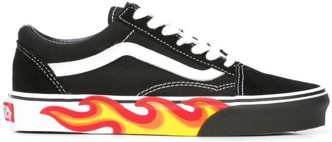 Vans Old Skool sneakers met vlammen Zwart