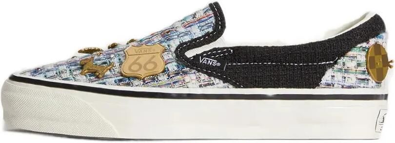 Vans Classic Premium tweed slip-on sneakers verfraaid met bedel Zwart