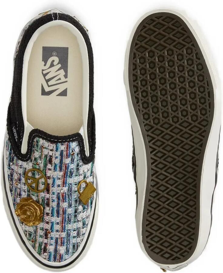 Vans Classic Premium tweed slip-on sneakers verfraaid met bedel Zwart - Foto 2