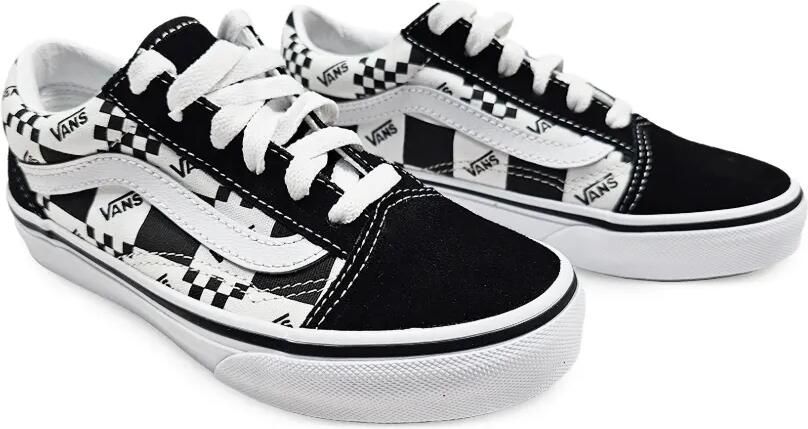 Vans Kids Old Skool geruite sneakers Zwart