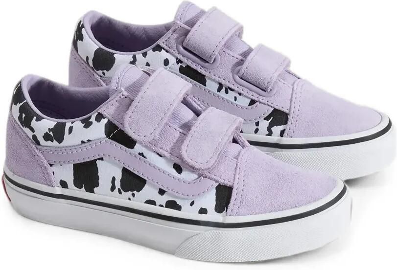Vans Kids Old Skool V sneakers met klittenband en koeien-print Paars