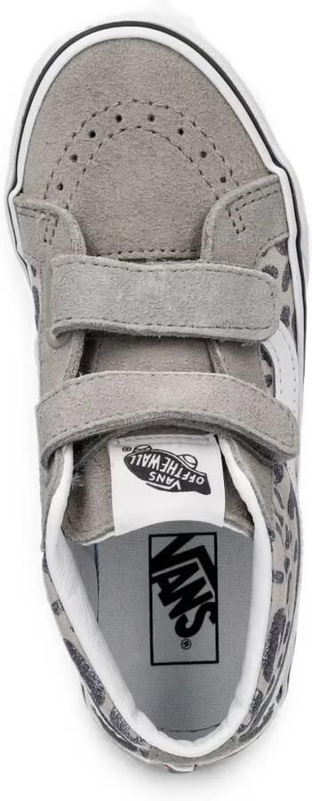 Vans Kids SK8-Mid sneakers met klittenband en luipaard-print Grijs