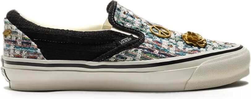 Vans Slip-on tweed sneakers verfraaid met bedels Zwart