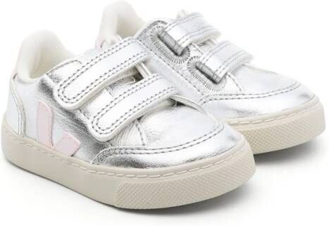 VEJA Kids V-12 ChromeFree leren sneakers Zilver