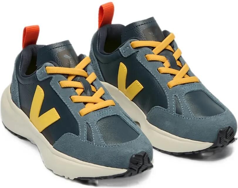 VEJA Kids Canary suede-panelled leather sneakers Blauw