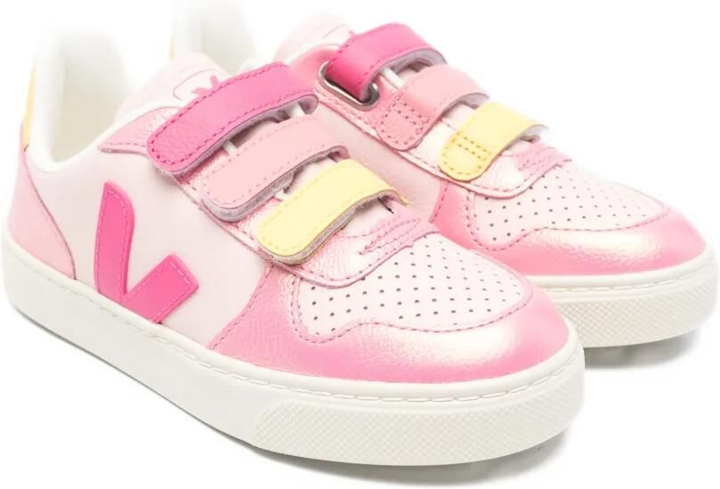 VEJA Kids V-10 leren sneakers met klittenband Roze