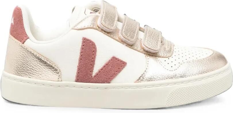 VEJA Kids V-10 leren sneakers met klittenband Wit