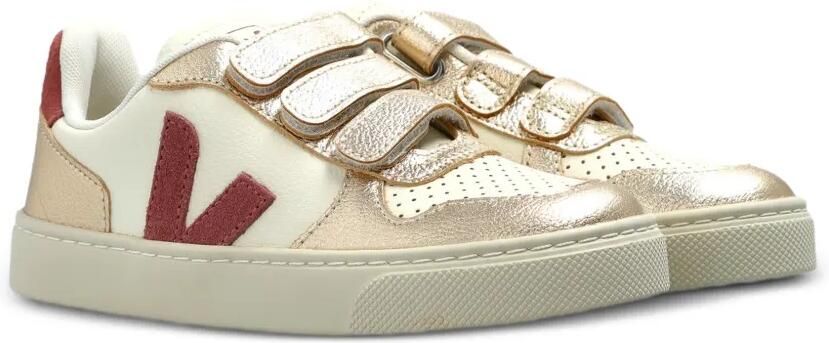VEJA Kids V-10 leren sneakers met klittenband Wit