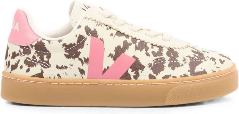 VEJA Kids Volley leren sneakers met koeien-print Beige