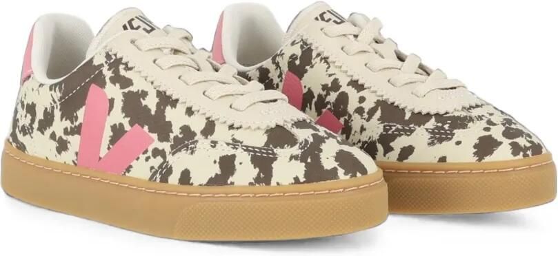 VEJA Kids Volley leren sneakers met koeien-print Beige