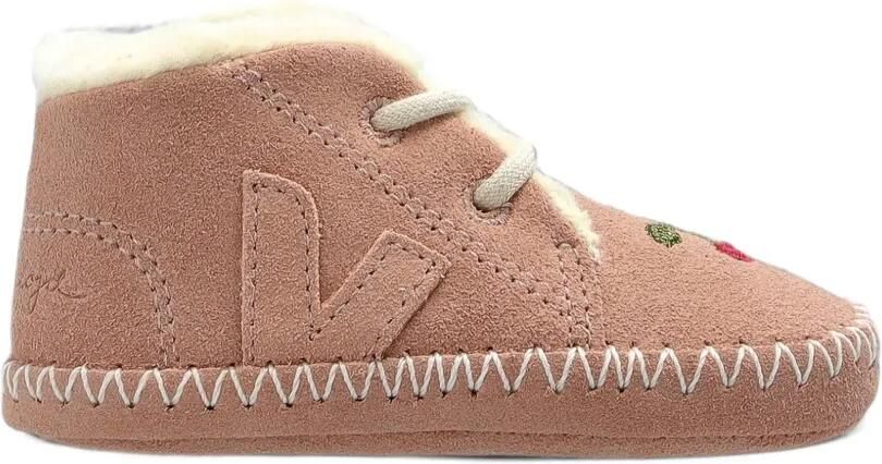 VEJA Kids x Konges Sløjd babyschoentjes met geborduurde kersen Roze