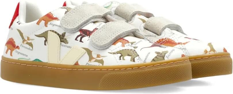VEJA Kids X MUSEUM sneakers met klittenband en dinosaurusprint Wit