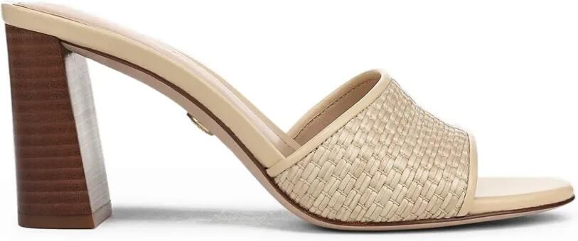 Veronica Beard Galessa geweven sandalen met blokhak Beige