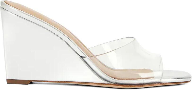 Veronica Beard Sandalen met sleehak en vierkante neus Zilver