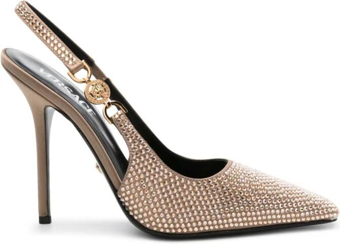 Versace 110 mm slingback pumps met stras Goud