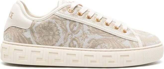 Versace Barocco Greca jacquard sneakers Beige