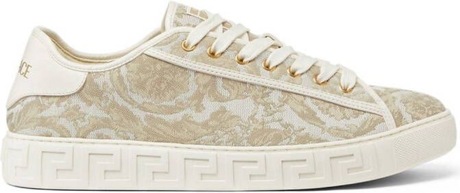 Versace Barocco Greca jacquard sneakers Beige