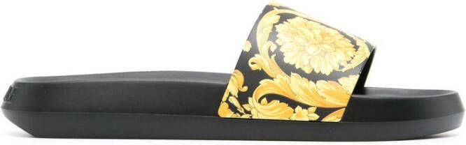 Versace Slippers met barokprint Zwart