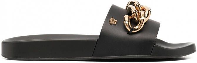 Versace Medusa slippers met ketting Zwart