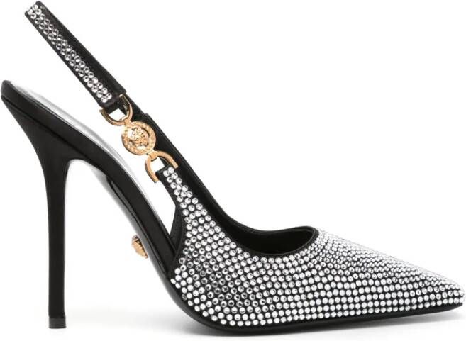 Versace Medusa 95' slingback pumps met kristallen Zwart